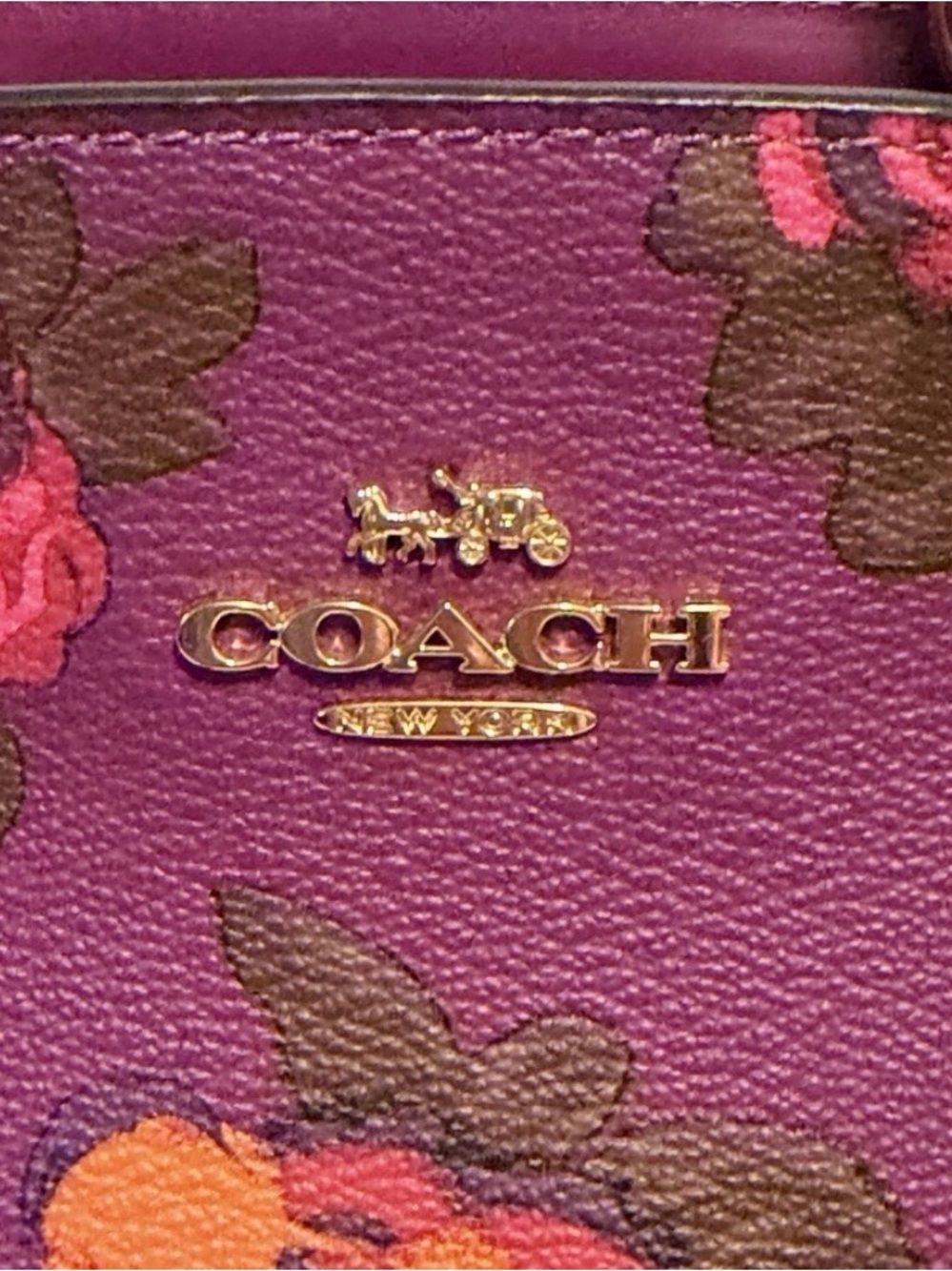 NWT Coach Mini Lillie Carryall in Dark Magenta Multi Jumbo Floral Print. - Picture 4 of 11